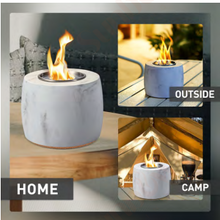 Load image into Gallery viewer, Cylindrical Tabletop Concrete Firepit Stainless Steel Burner