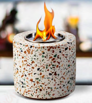 Cylindrical Terrazzo Tabletop Concrete Firepit